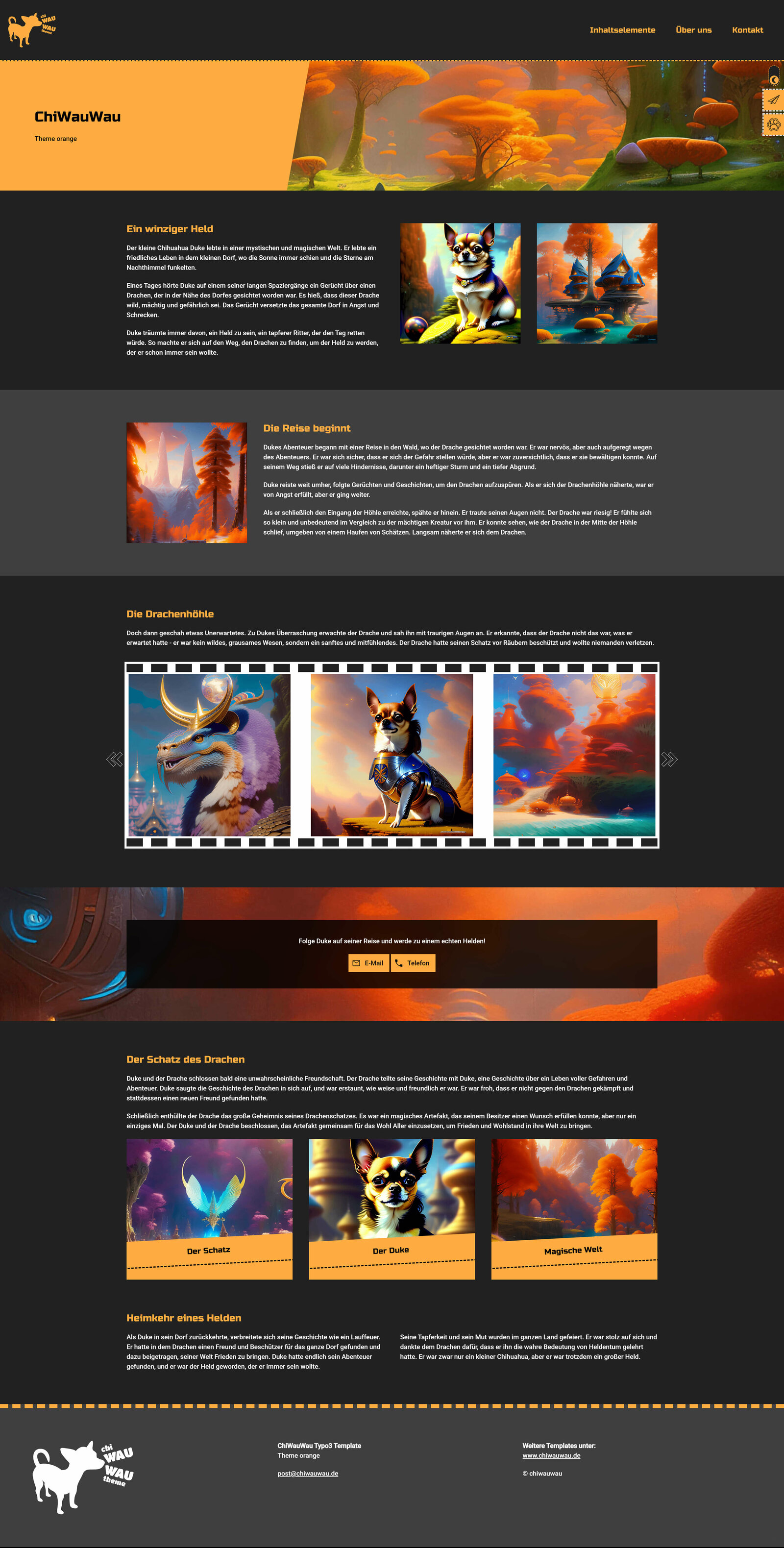 Typo3 Theme orange Screenshot dark Theme