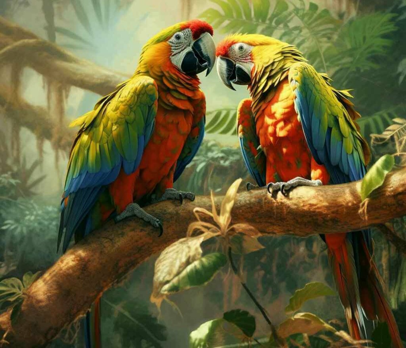 Zwei miteinander turtelnde Papageien