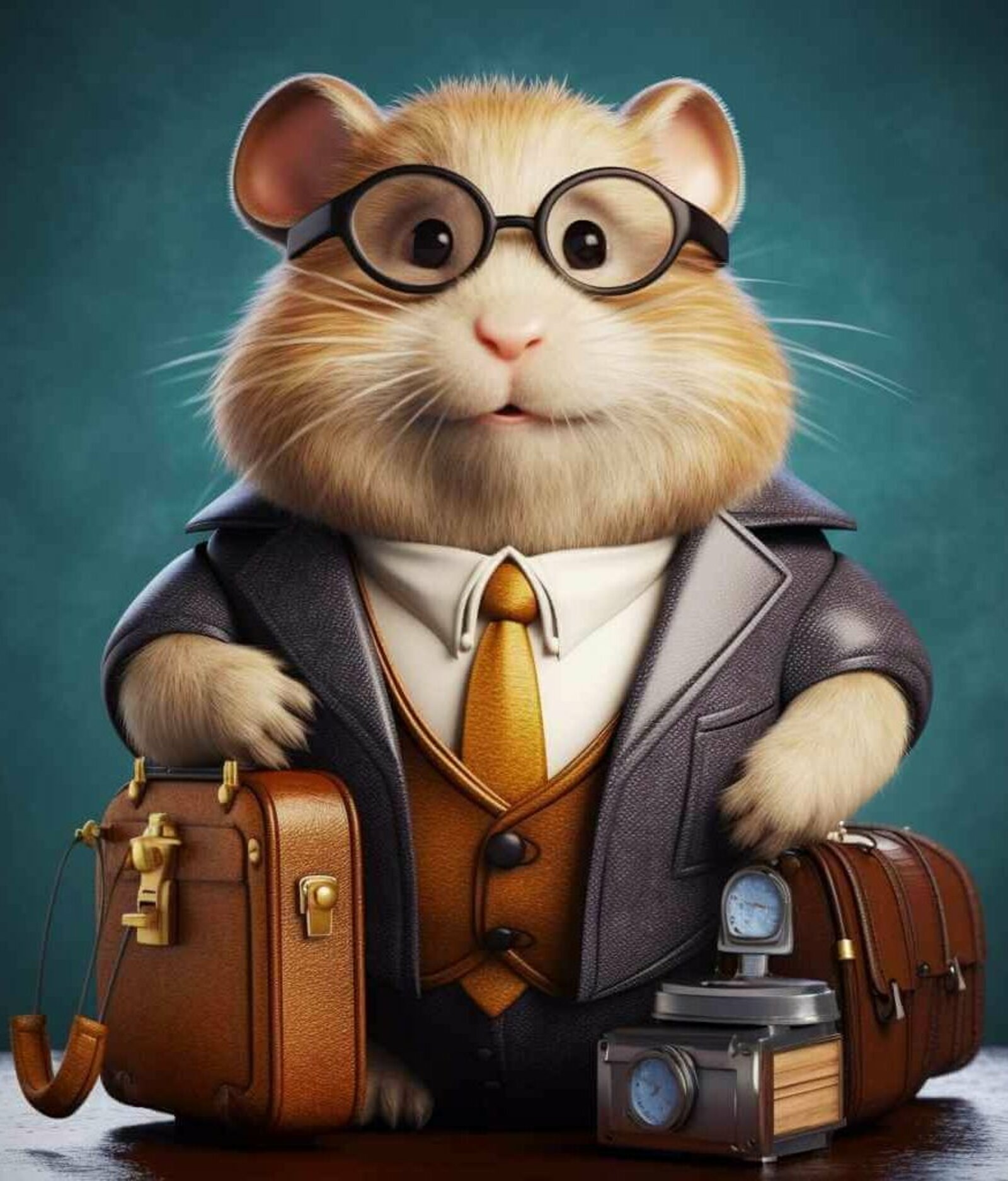 Ein Hamster mit einer Aktentasche