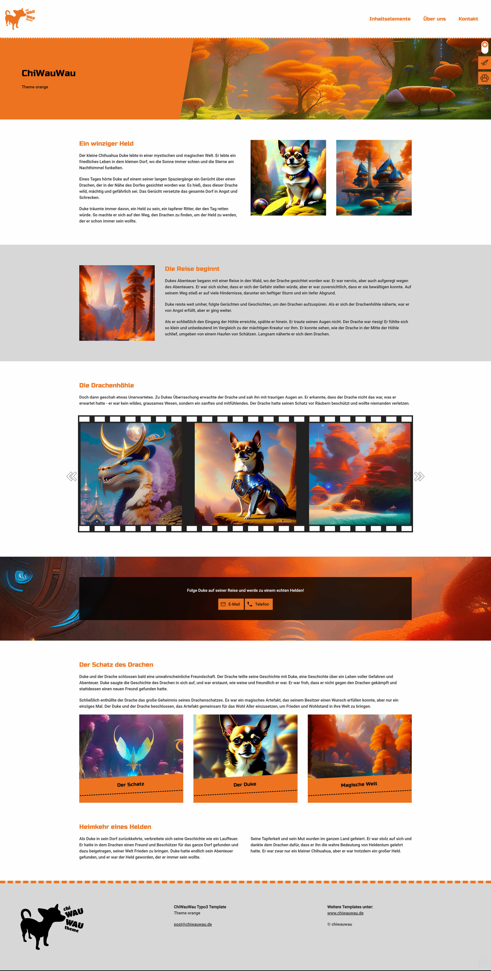 Typo3 Theme orange Screenshot light Theme